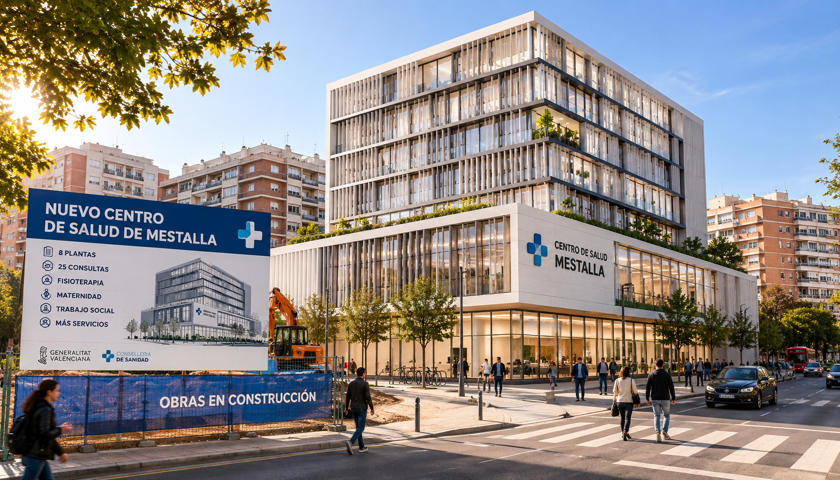 Recreación del futuro centro de salud a Mestalla (Imagen generada por IA)