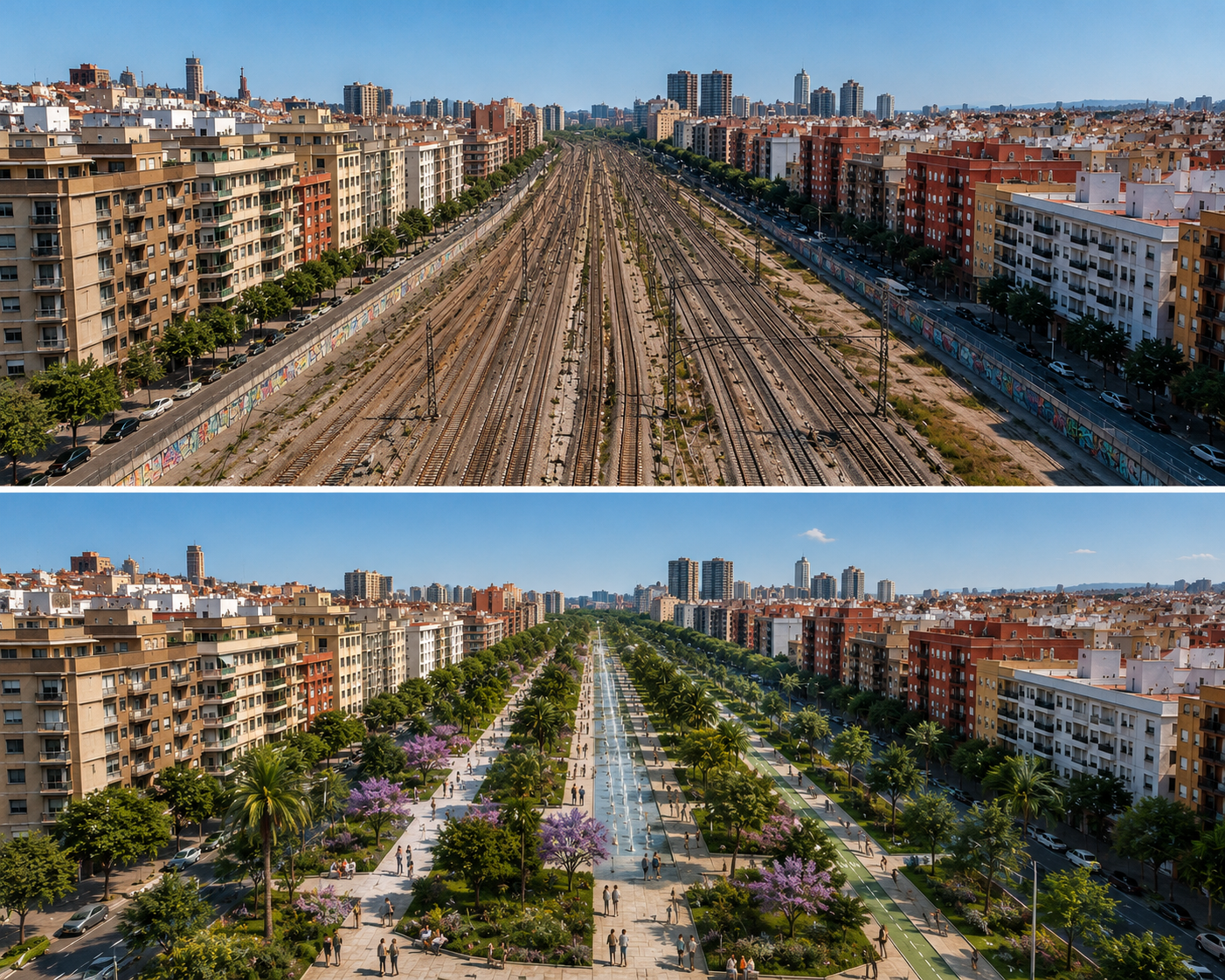 Recreación realizada a partir de la información pública disponible sobre el proyecto del Bulevar García Lorca. No corresponde a una imagen oficial del Ayuntamiento de València.