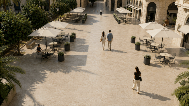 Simulación de las nuevas terrazas de la plaza del Ayuntamiento de Valencia Simulación de las nuevas terrazas de la plaza del Ayuntamiento de Valencia