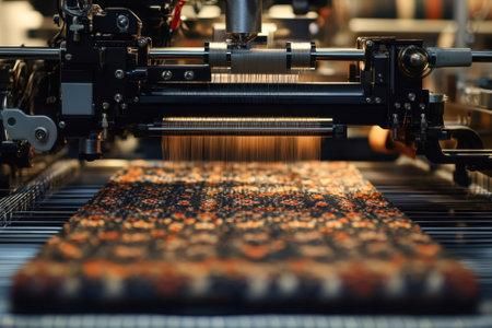 Una màquina tèxtil d'una fàbrica Una màquina tèxtil d'una fàbrica