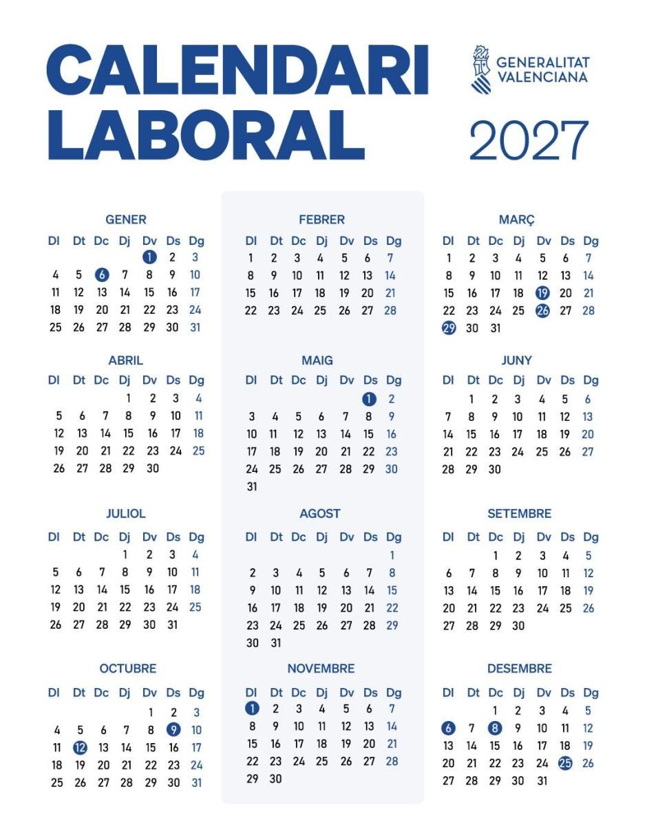 Calendari laboral 2027 Calendari laboral 2027
