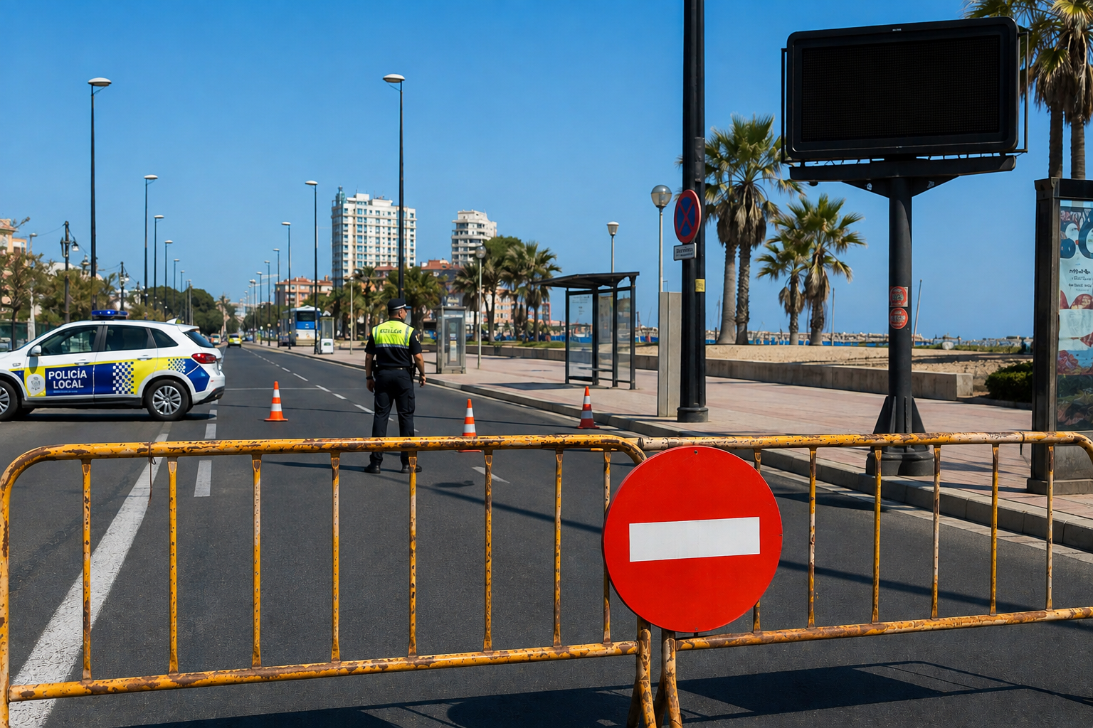 Corte de tráfico en las playas de Valencia (Generada por IA) Corte de tráfico en las playas de Valencia (Generada por IA)