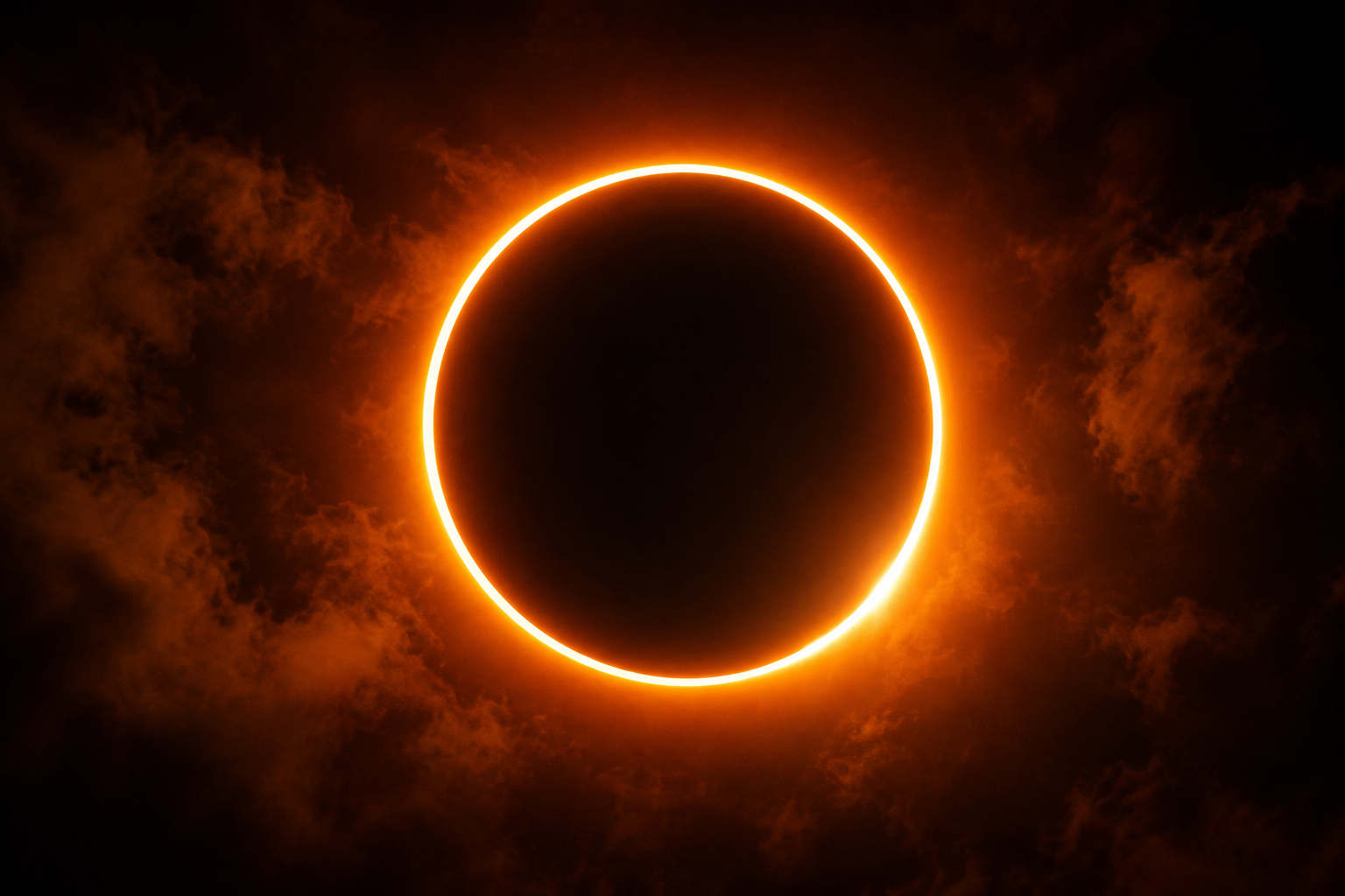 Imatge d'un eclipsi solar anular (Generada per IA) Imatge d'un eclipsi solar anular (Generada per IA)